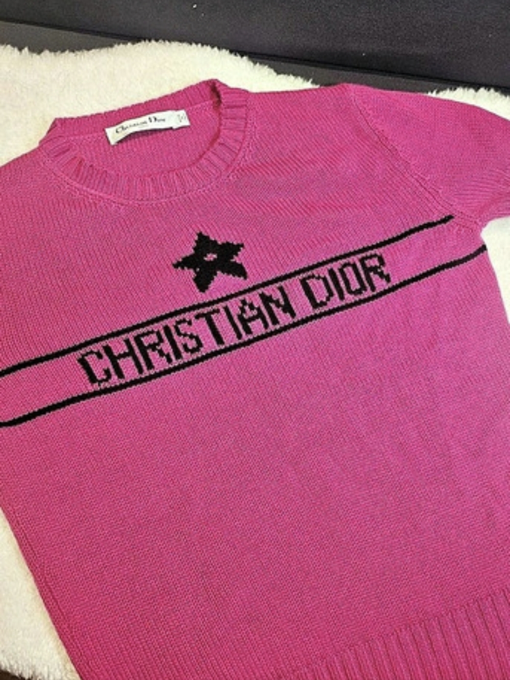 Christian Dior Short-Sleeved Sweater Pink Size Large